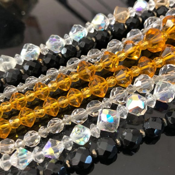 Upcycled Vintage Four-Strand Necklace, Mixed Beads, Czech Glass - Picture 6 of 7